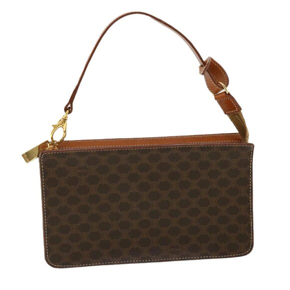 CELINE Macadam Canvas Accessory Pouch Brown Auth 32096AM - Picture 1 of 14